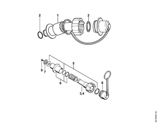 Sistema de enchimento para combustível Sistema de enchimento para combustível Sistema de enchimento para combustível da marca Stihl