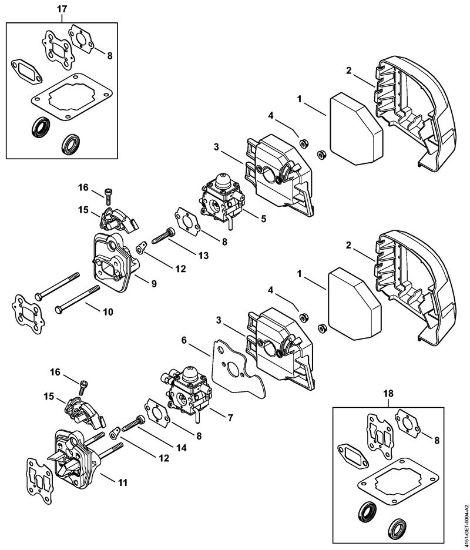 Aparelhos de injecção (SG) SG 230 Filtro de ar, Flange intermediário da marca Stihl