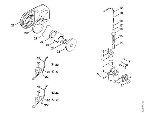 Pulverizadores (SR) BG 17 Carburador, Amortecedor da marca Stihl