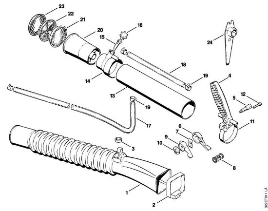 Pulverizadores (SR) BG 17 Mangueira dobradora, Cabo de manejo da marca Stihl