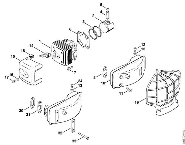 Pulverizadores (SR) SG 17 L Cilindro, Pistão da marca Stihl