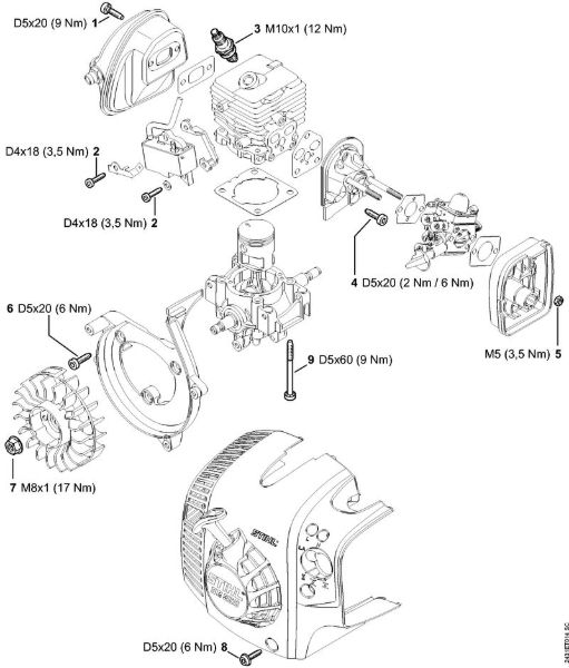 Pulverizadores (SR) SR 200-D Binários de aperto da marca Stihl