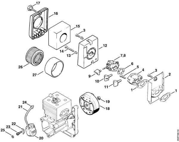 Pulverizadores (SR) SR 320 Filtro de ar, Sistema de ignição da marca Stihl
