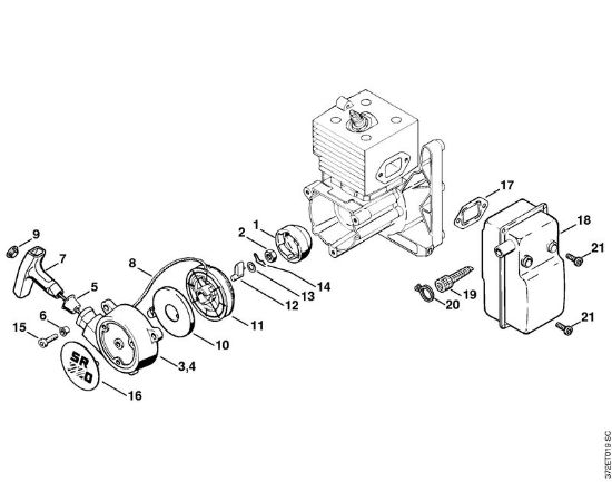 Pulverizadores (SR) SR 340 Dispositivo de arranque, Silenciador da marca Stihl