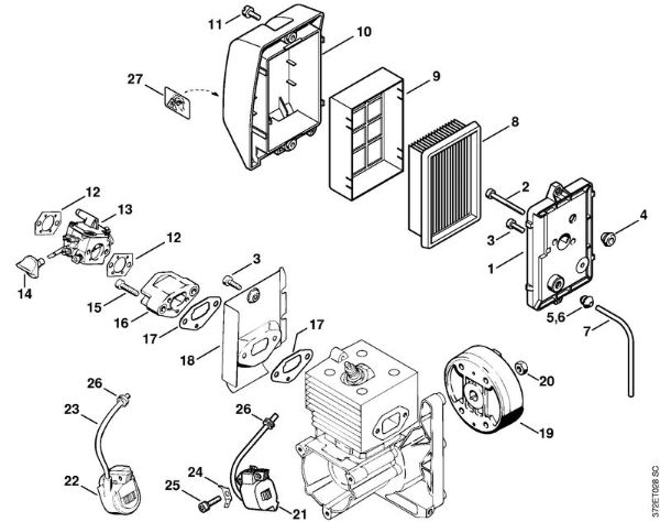 Pulverizadores (SR) SR 340 Filtro de ar, Sistema de ignição da marca Stihl