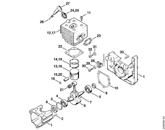 Pulverizadores (SR) SR 400 Caixa da cambota, Cilindro da marca Stihl