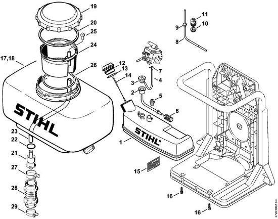 Pulverizadores (SR) SR 420 Tanque de combustível, Recipiente da marca Stihl