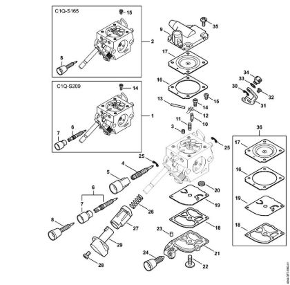 Pulverizadores (SR) SR 430 Carburador C1Q-S209, C1Q-S165 da marca Stihl