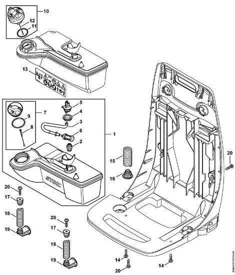 Pulverizadores (SR) SR 430 Tanque de combustível, Sistema anti-vibratório da marca Stihl