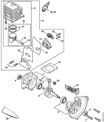 Aparelhos especiais (PC, SP, MC) PC 75 Caixa da cambota, Cilindro da marca Stihl