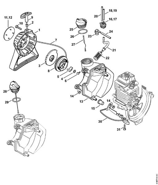 Aparelhos especiais (PC, SP, MC) SP 90 Dispositivo de arranque, Tanque de combustível da marca Stihl