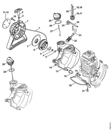 Aparelhos especiais (PC, SP, MC) SP 90 T Dispositivo de arranque, Tanque de combustível da marca Stihl