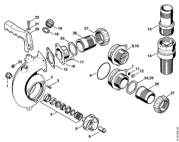 P 835, P 840 P 840 Caixa da bomba P 840 da marca Stihl