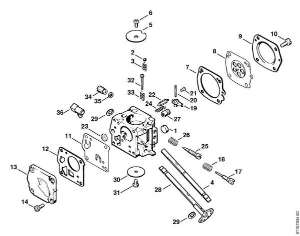 P 835, P 840 P 840 Carburador HS-271 da marca Stihl