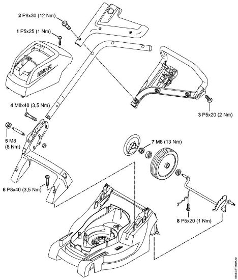 Corta-relvas a bateria (RMA) RMA 410 C Binários de aperto da marca Stihl