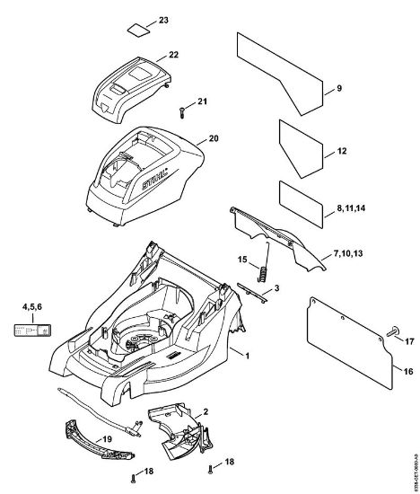 Corta-relvas a bateria (RMA) RMA 410 C Caixa, Cobertura do motor da marca Stihl
