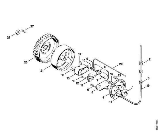 Cortadores de ferro e pedra (TS) TS 350 Sistema de ignição   X 13 927 613 (04.1985) da marca Stihl