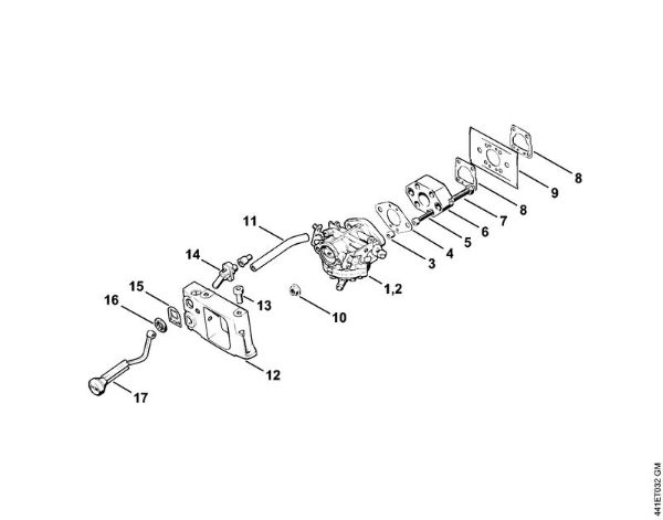 Cortadores de ferro e pedra (TS) TS 350 AVE Carburador, Adaptador da marca Stihl