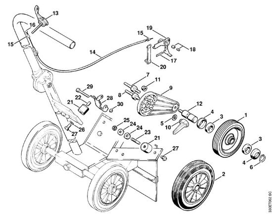 Cortadores de ferro e pedra (TS) TS 350 AVE Limitador da profundidadede corte, Carrinho da marca Stihl