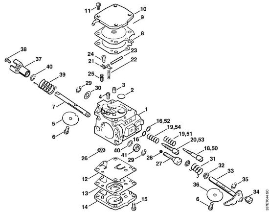 Cortadores de ferro e pedra (TS) TS 460 Carburador HS-276 (25.2003) da marca Stihl
