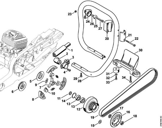 Cortadores de ferro e pedra (TS) TS 700-Z Dispositivo tensor, Embreagem da marca Stihl