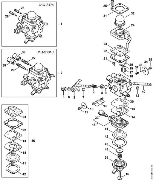 Cortadores de sebes (HL) HL 95 Carburador C1Q-S174, C1Q-S131 da marca Stihl