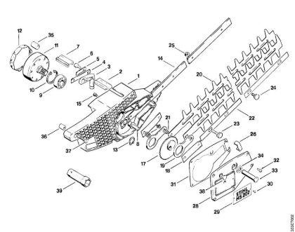 Corta-sebes (HS) HS 202 Caixa da engrenagem, Lamina da marca Stihl