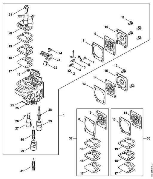 Corta-sebes (HS) HS 46 Carburador C1T-S195 da marca Stihl