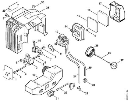Corta-sebes (HS) HS 72 Filtro de ar, Tanque de combustível da marca Stihl