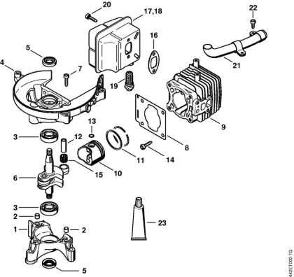 Corta-sebes (HS) HS 81 T Caixa da cambota, Cilindro da marca Stihl