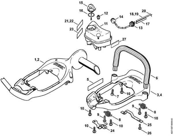 Corta-sebes (HS) HS 81 TC-E Quadro do punho, Tanque de combustível da marca Stihl