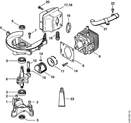 Corta-sebes (HS) HS 86 R Caixa da cambota, Cilindro da marca Stihl