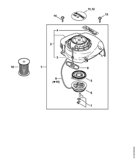 Corta-sebes (HS) HS 87 R Dispositivo de arranque da marca Stihl