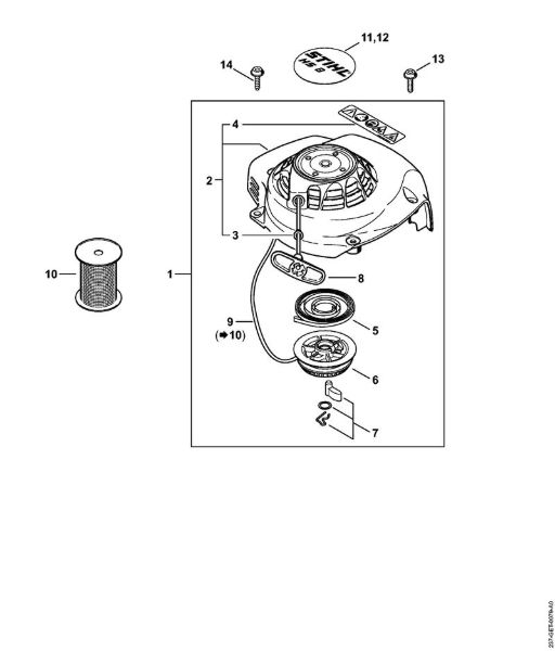 Corta-sebes (HS) HS 87 R Dispositivo de arranque da marca Stihl