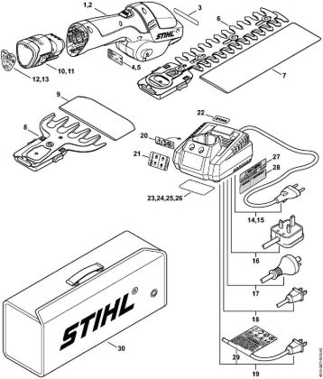 Corta-sebes alimentados a bateria (HSA) HSA 25 Unidade motriz, Bateria, Carregador da marca Stihl