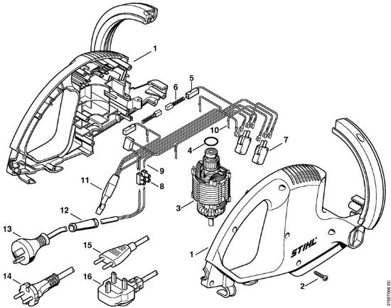 Corta-sebes eléctricos (HSE) HSE 41 Carcaça do motor, Motor eléctrico da marca Stihl