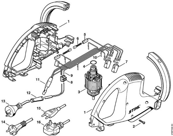 Corta-sebes eléctricos (HSE) HSE 51 Carcaça do motor, Motor eléctrico da marca Stihl