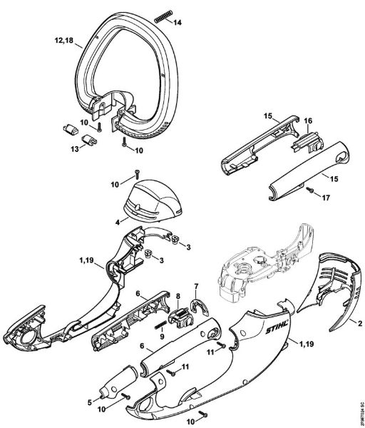 Corta-sebes eléctricos (HSE) HSE 61 Cárter do motor da marca Stihl