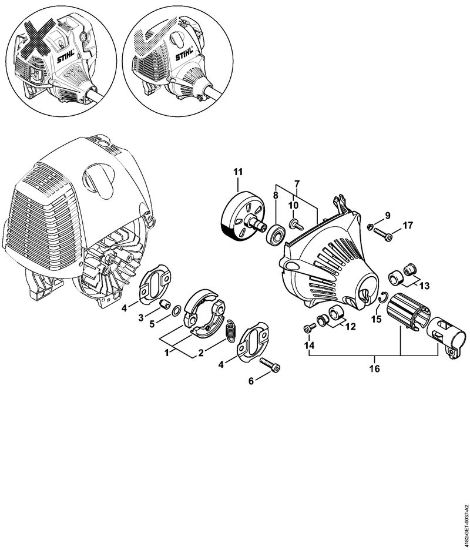 Motores combinados (KM) KM 100 Embreagem, Carcaça do ventilador da marca Stihl