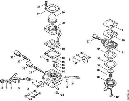 Motores combinados (KM) KM 130 Carburador C1Q-S98 (44.2008) da marca Stihl
