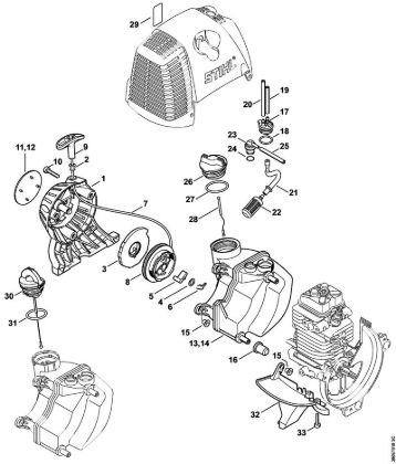 Motores combinados (KM) KM 130 Dispositivo de arranque, Tanque de combustível da marca Stihl
