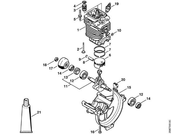 Motores combinados (KM) KM 130 R Cilindro, Tina da cambota da marca Stihl