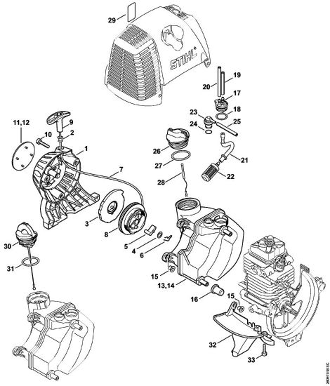 Motores combinados (KM) KM 130 R Dispositivo de arranque, Tanque de combustível da marca Stihl