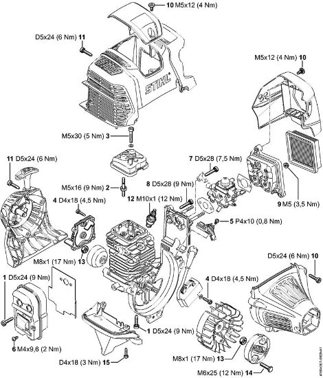 Motores combinados (KM) KM 131 Binários de aperto da marca Stihl