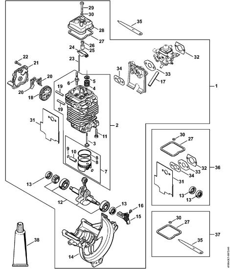 Motores combinados (KM) KM 131 Mecanismo propulsor diâm.  43 mm da marca Stihl
