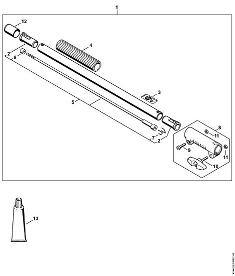 Motores combinados (KM) KM 131 Prolongamento da haste 0,5 m HL-KM 0Â°, HL-KM 135Â°, HT-KM, SP-KM da marca Stihl