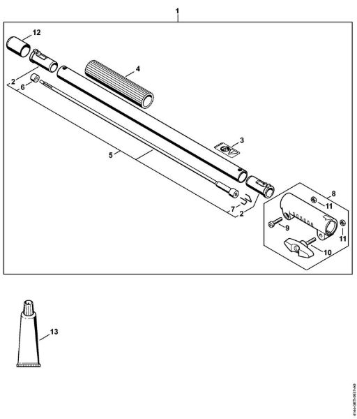 Motores combinados (KM) KM 131 R Prolongamento da haste 0,5 m HL-KM 0Â°, HL-KM 135Â°, HT-KM, SP-KM da marca Stihl