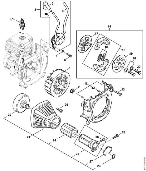 Motores combinados (KM) KM 235.0 R Sistema de ignição, Embreagem da marca Stihl