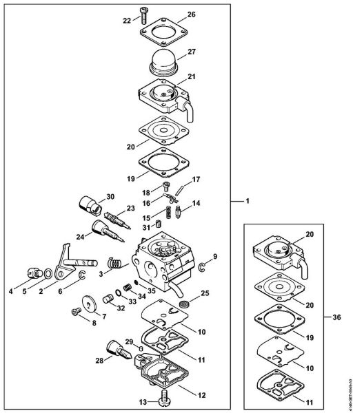 Motores combinados (KM) KM 55 Carburador C1Q-S71 da marca Stihl
