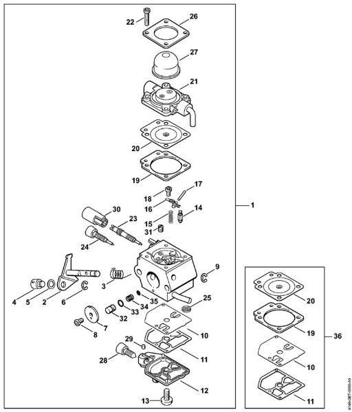 Motores combinados (KM) KM 55 C-E Carburador C1Q-S66 da marca Stihl